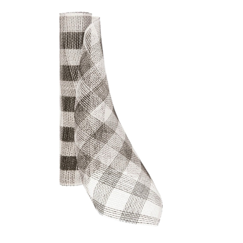 Christmas Polypro BUFFALO CHECK DECO Mesh Ribbon Black And White‎ 18x9''-NEW